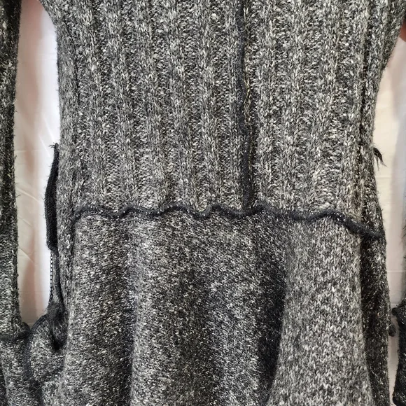 Romantic Knit Cardigan Charcoal Gray Ruffle Trim Vintage Style Button Front Size - Picture 8 of 12